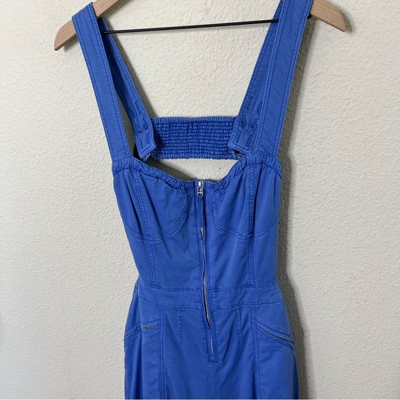 Anthropologie Bustier Jumpsuit Blue Sweetheart Open Back Sleeveless Size 10 - Picture 5 of 9